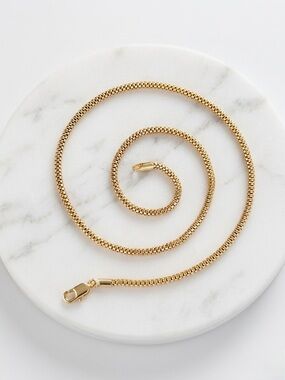 14K Gold Plated Box Chain Necklace 3 mm | Lightweight | Water Resistant Jewelry